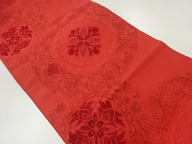JAPANESE KIMONO / NAGOYA OBI / SILK / WOVEN FLOWERS